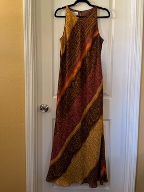 Y2K Vintage Maggy London Patterned Sleeveless Maxi Dress - Size 14